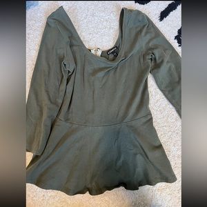 Express size medium olive 3/4 sleeve peplum shirt